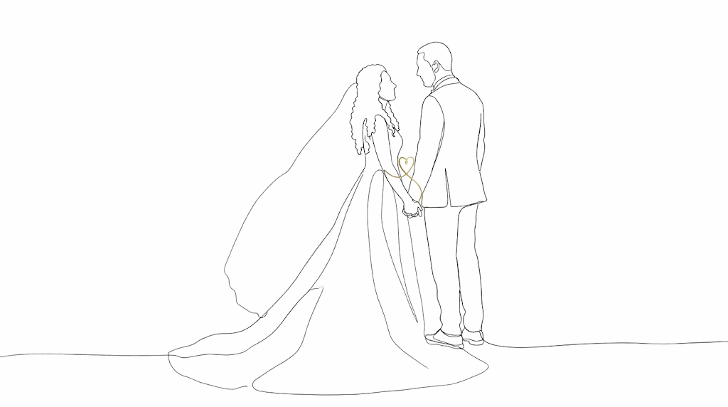 Line drawing of Bisaru & Lahiru